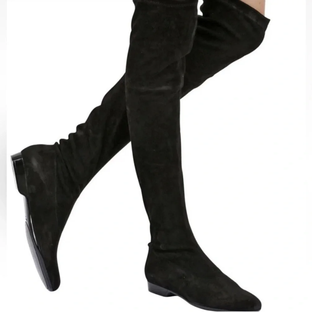 🥑Robert Clergerie Suede Over-The-Knee Boots Black 36 5.5